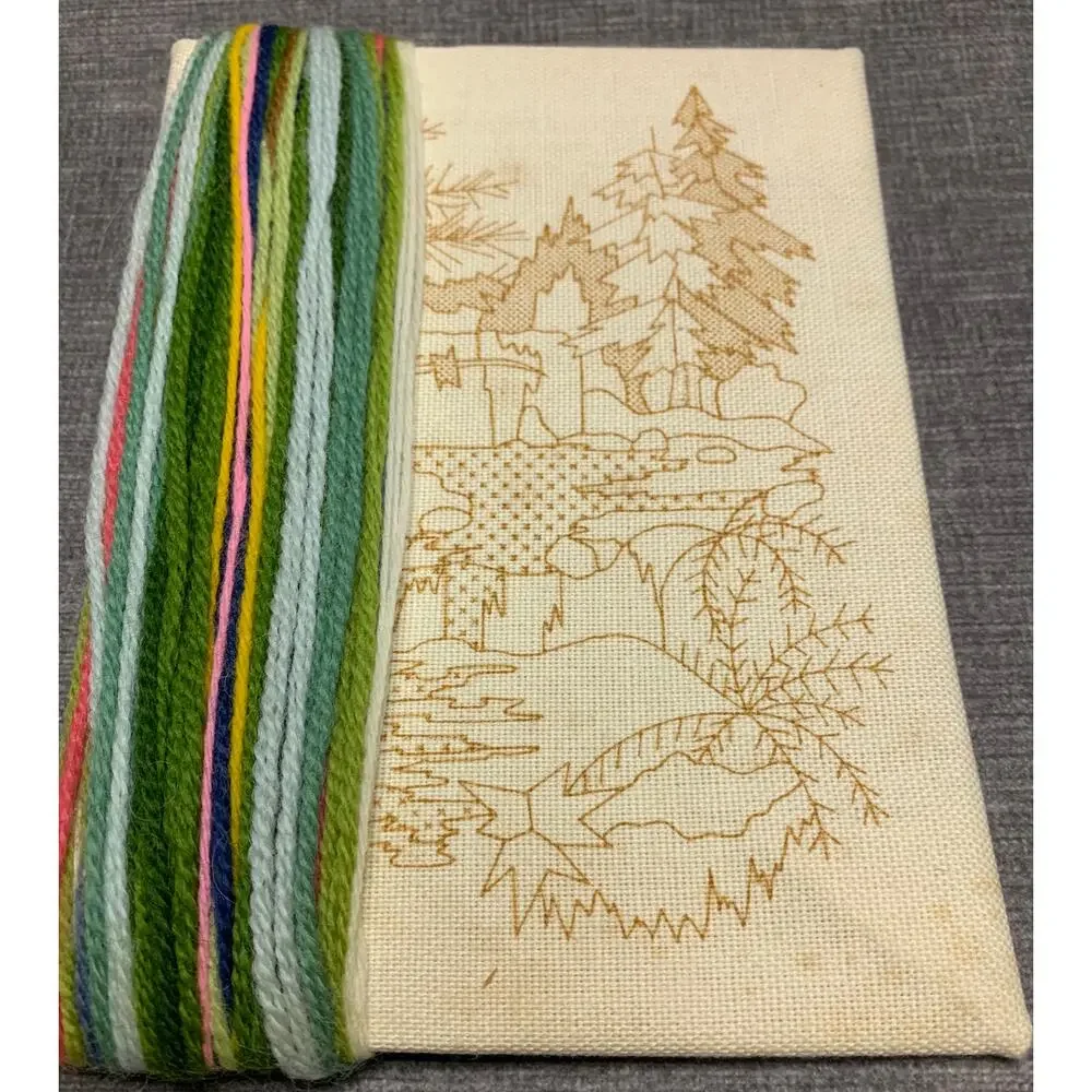 Vintage 1970s Jiffy Stitchery Needlepoint Waterfall Everygreens Kit - PLZ READ